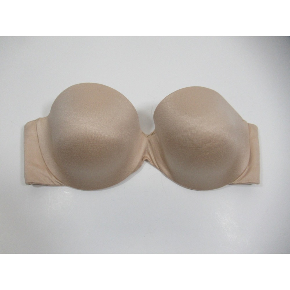 Maidenform Custom Lift Strapless Bra 34C Beige Underwire Satin Padded 09417